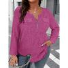 BITCED Women's Fashion Casual Solid Color Print Long Sleeve V Neck Blouses & Shirts
