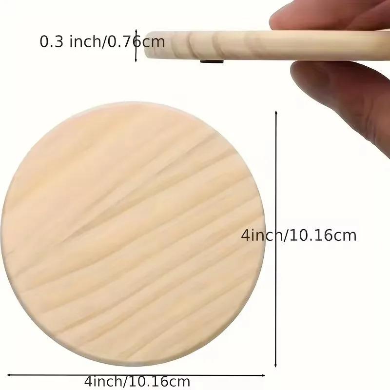 Ensemble de 5 sous-verres ronds en bois non fini pour loisirs créatifs et décoration intérieure - Diamètre de 4 pouces, Matériau en bois naturel pour la peinture
