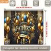 Happy Father's Day Backdrop, Black and Gold with Balloons, Candles and Fireworks for Father's Day Party