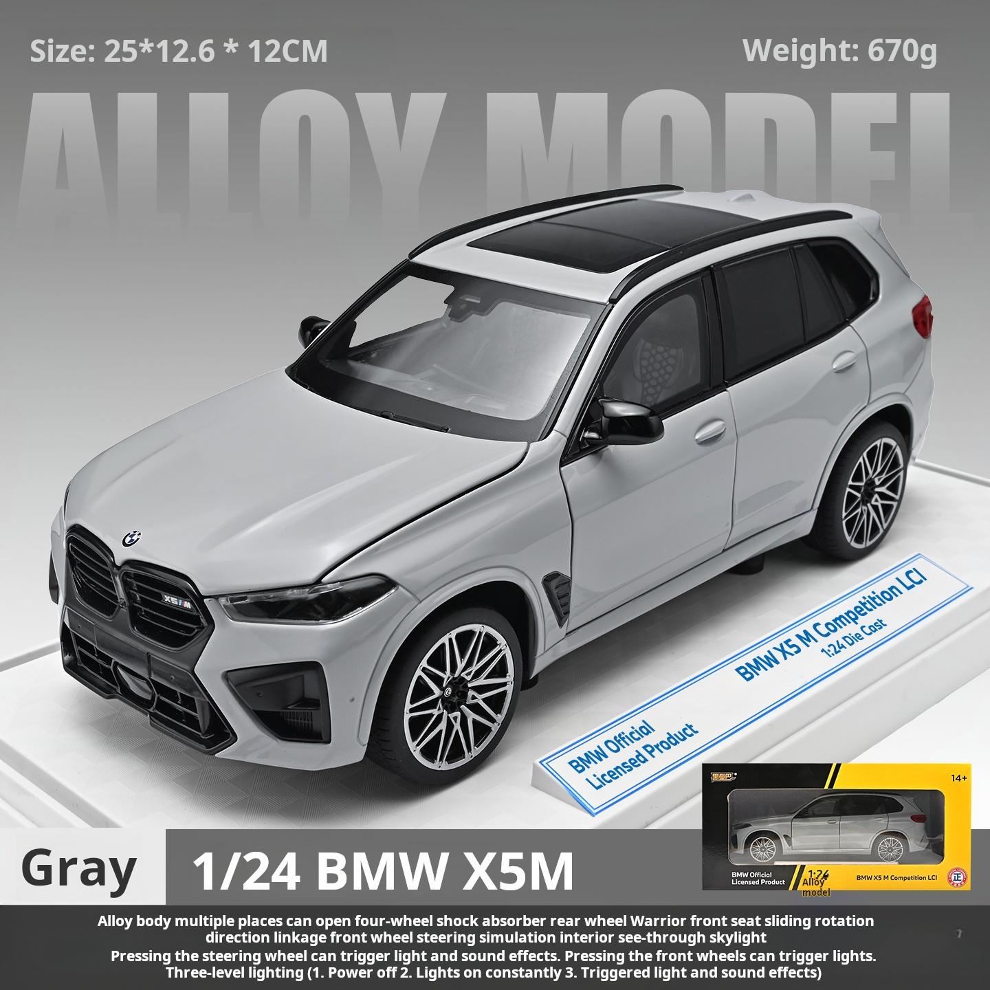 

1:24 Large BMW X5M Alloy Car Model Officially Licensed Light & Sound Pull Back Diecast Vehicle Boys Collection Ornament & Gift серый