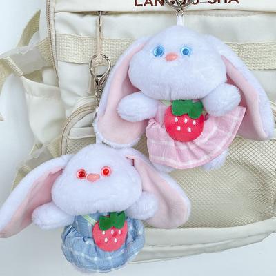 Cute Cute Apron Long Ears Rabbit Cartoon Doll Bag Grab Machine Doll Pendant Keychain Plush Doll