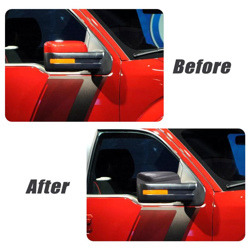 2pcs Carbon Black Side Rearview Mirror Cover Caps Replacement for Ford F-150 2009 2010 2011 2012 2013 2014