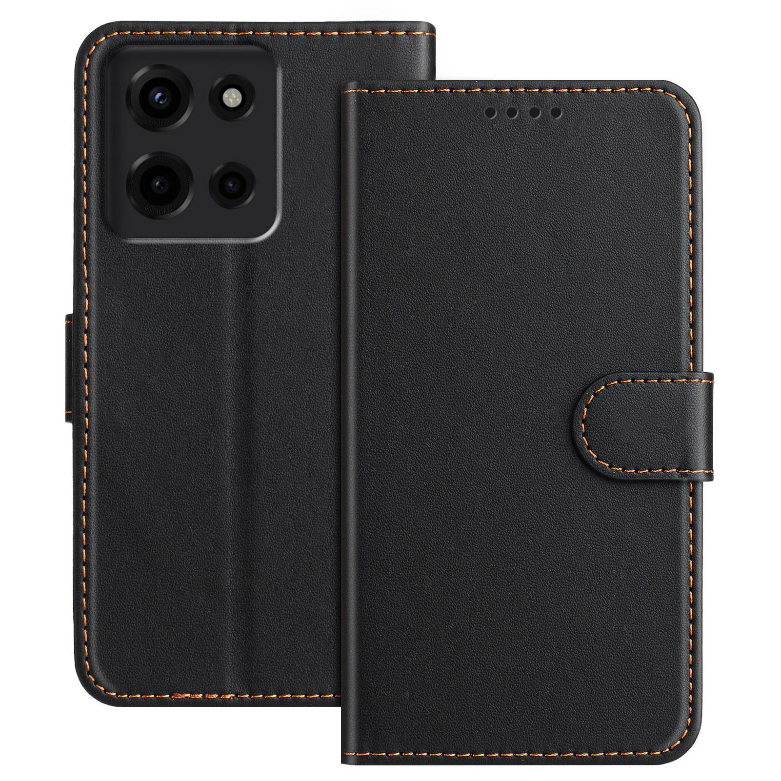 

Для Motorola Moto G Stylus 5G (2025) Шкіряний чохол-гаманець-підставка однотонний протиударний чохол для телефону Black