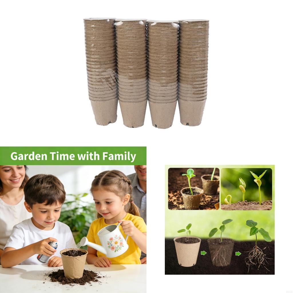 100X Sustainable Nursery Cups 8cm Diameter For Growth Development B03E CN