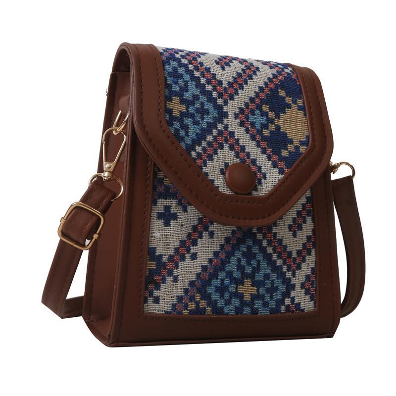 Street Style Small Square Shoulder Crossbody Bag For Women Fashion Plaid Color Block Design