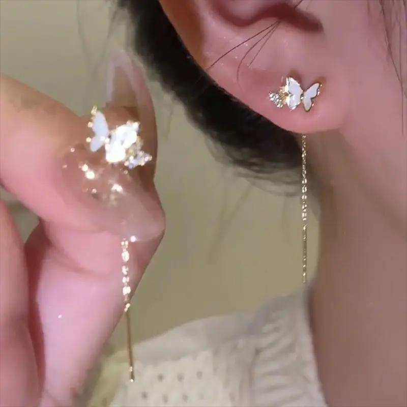 Fashion Trend Unique Design Elegant Exquisite Light Luxury Rhombus Zircon Earrings Female Jewelry Party Premium Gift