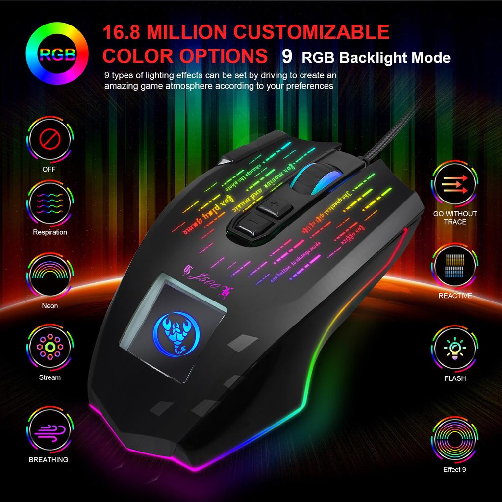 New J500 Display Screen Game Macro Mouse Multi Language Driver With Free Image Settings
