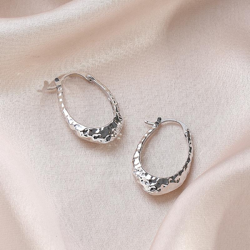 Exaggerated Temperament Pleated Earrings, Light Luxury Simple Niche Design Earrings, Concave And Convex Surface Cold Temperament Ear Buckles