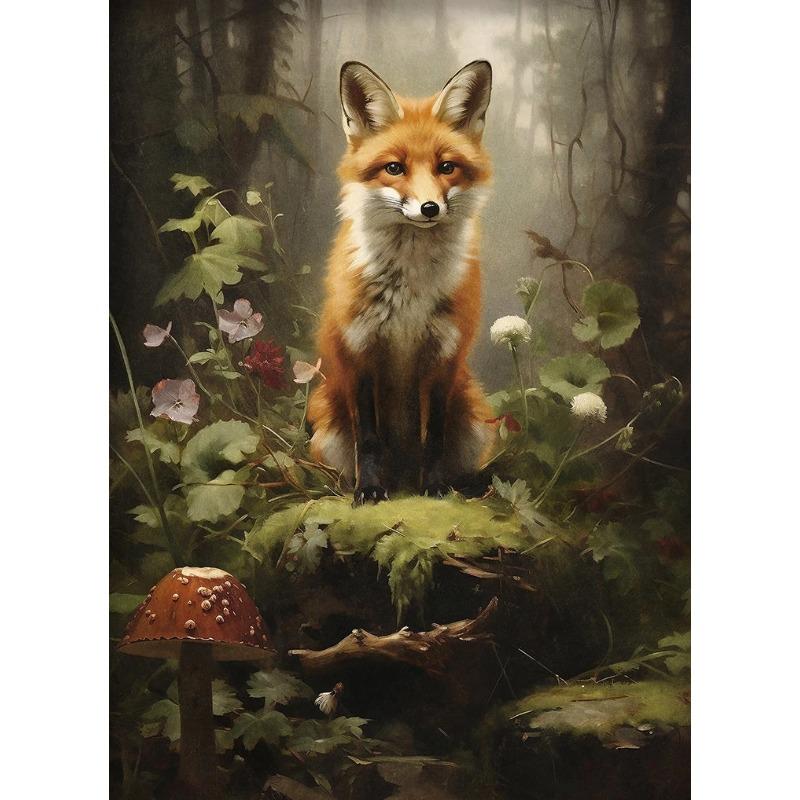 Rabbit Bunny Rustic Raccoon Frog Sheep Deer Bear Fox Forest Poster Canvas Painting Print for Living Room Home Decoration Cuadros