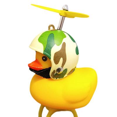 Rubber Duck Toy Car Ornaments Yellow Duck Car Dashboard Decorations Cool Duck with Propeller Helmet