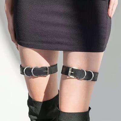 2 STÜCKE Verstellbarer Punk Hohl PU Ledergürtel Sexy Damen Strumpfbänder Bein Körper Accessoires Geeignet für Frauen