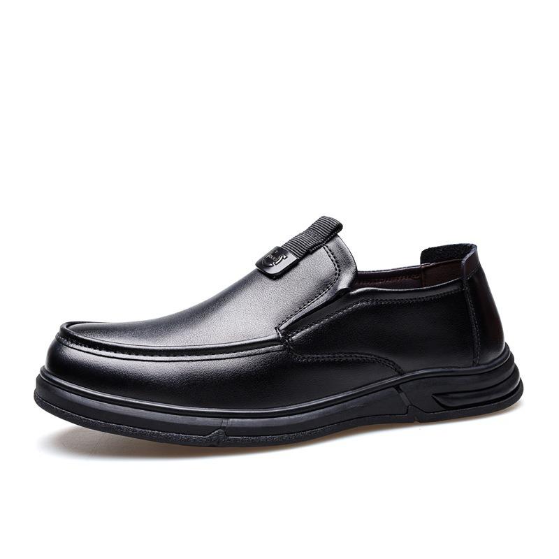 Men's casual leather shoes men's comfortable medium and old soft-soled soft-faced dad shoes