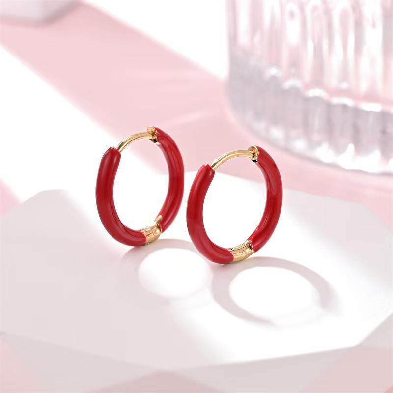 Dopamine Japanese-Korean Multicolor Enamel Titanium Steel Earrings - Sweet and Versatile Summer Collection
