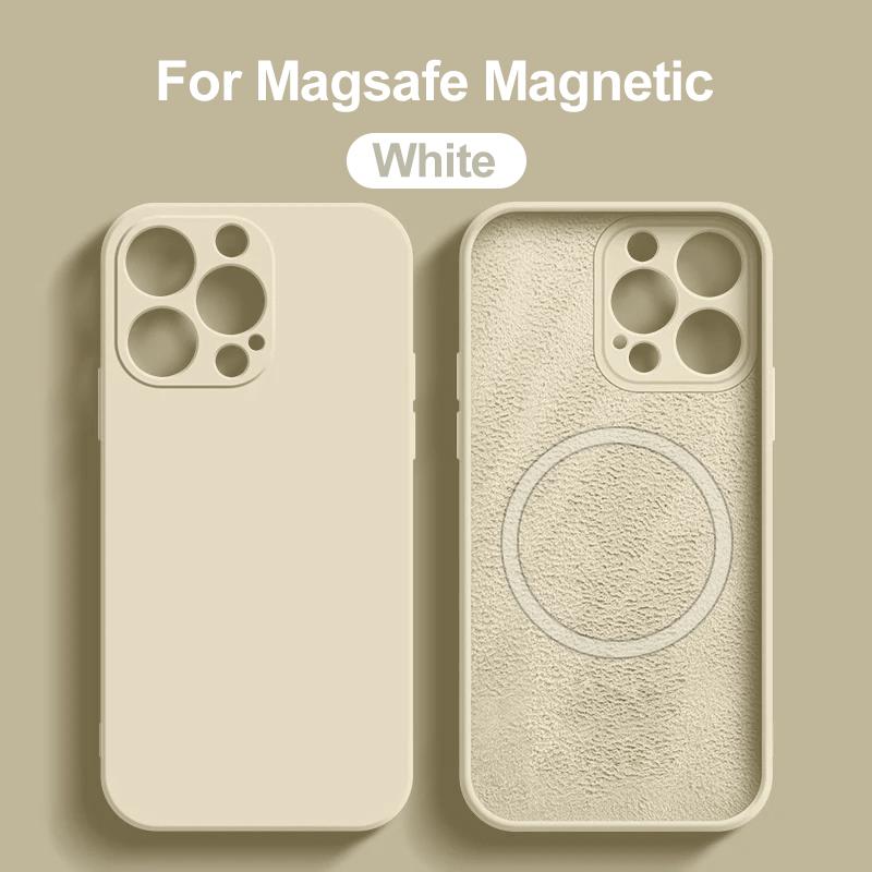 Pour étui magnétique Magsafe Pour 16 15 14 13 12 11 Pro Max 16 Plus Silicone Liquide Charge sans fil Housse Accessoires pour téléphone