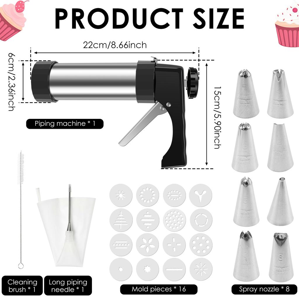 DIY Churro Maker Machine Cookie Press Gun Kit Stainless Steel Cake Cream Decorating Gun Set Biscuit Pastry Piping Nozzle Tools