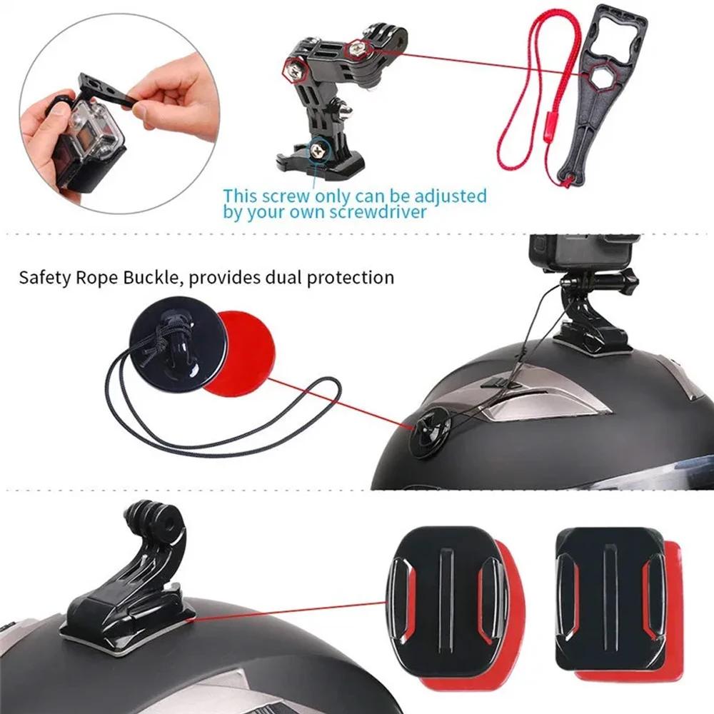 Motorcycle Helmet Kit for GoPro Hero 12 11 10 9 8 7 Action Camera Accessories Set Chin Mount Bracket Bike Chin Mount For Go Pro