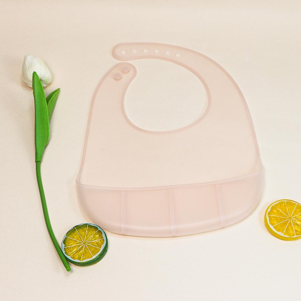 

Baby Bib Adjustable Waterproof Bibs Babies Soft Edible Silicone Newborn Saliva Dripping Towel Drooling Children Scarf BPA Free 28.5x22cm розовый