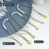 Simple Girl Best Friend Gift: Gold-Plated Titanium Steel Square Pendant Bracelet with Freshwater Pearl Beads