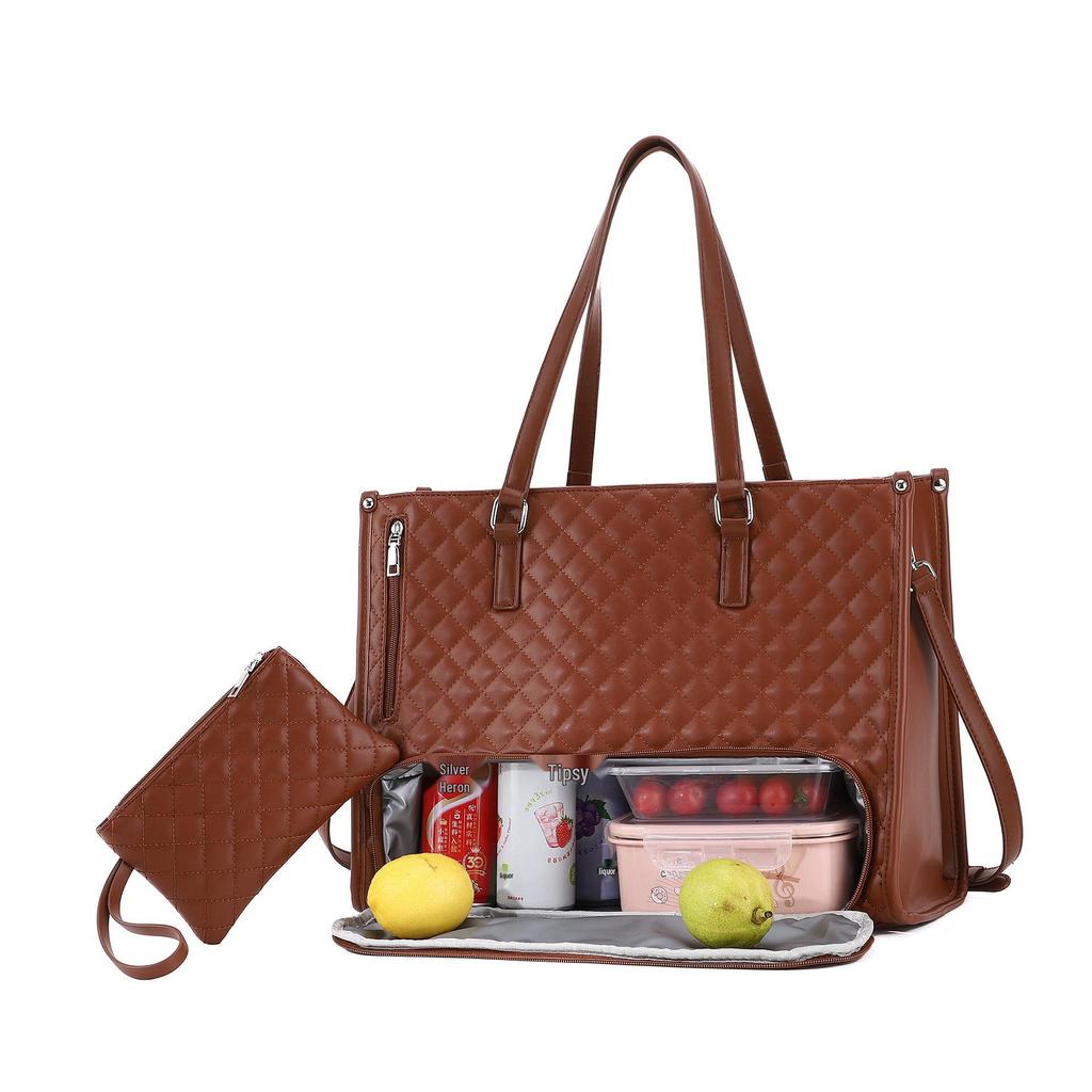 Large-Capacity Tote & Laptop Bag with Lunch Box, Crossbody or Shoulder Style
