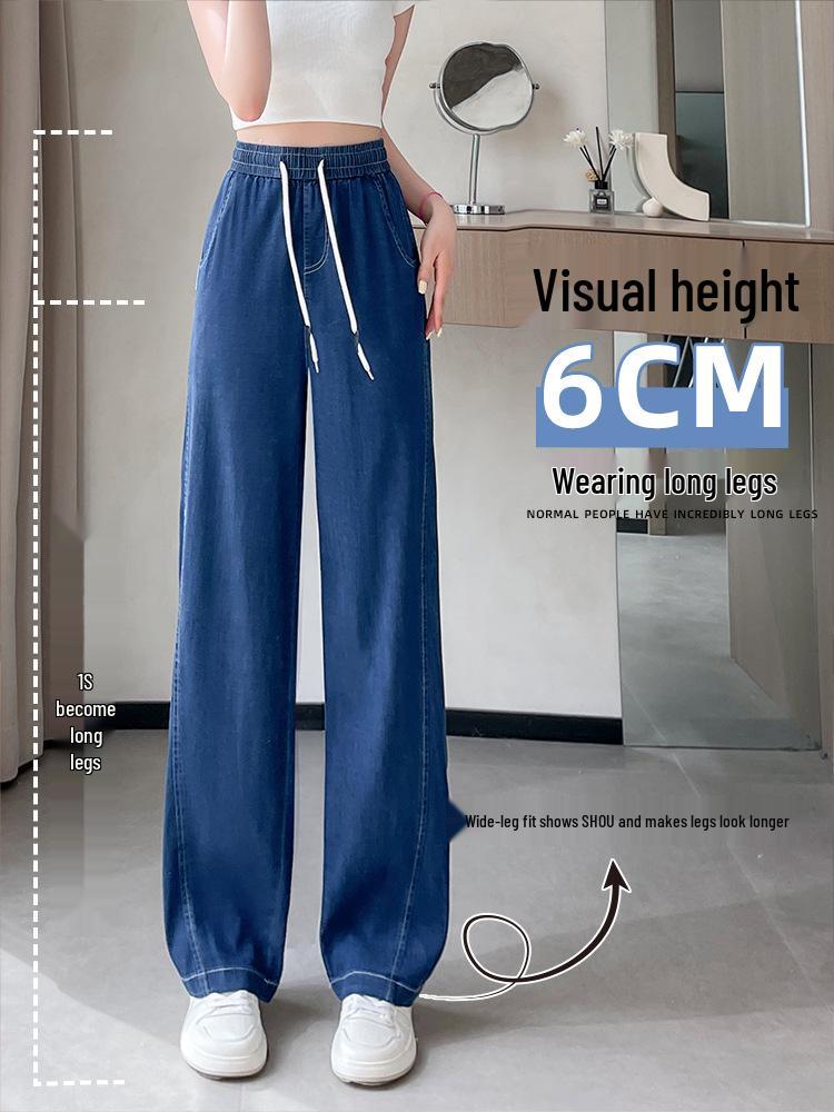 Women's Plus Size Summer Tencel Wide-Leg Jeans - Straight Fit for Extra Plus Sizes