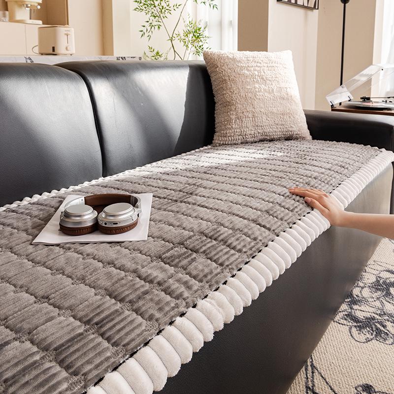 Nordic Plush Winter Sofa Cushion - Thickened, Non-Slip, Rectangular Bun Design.