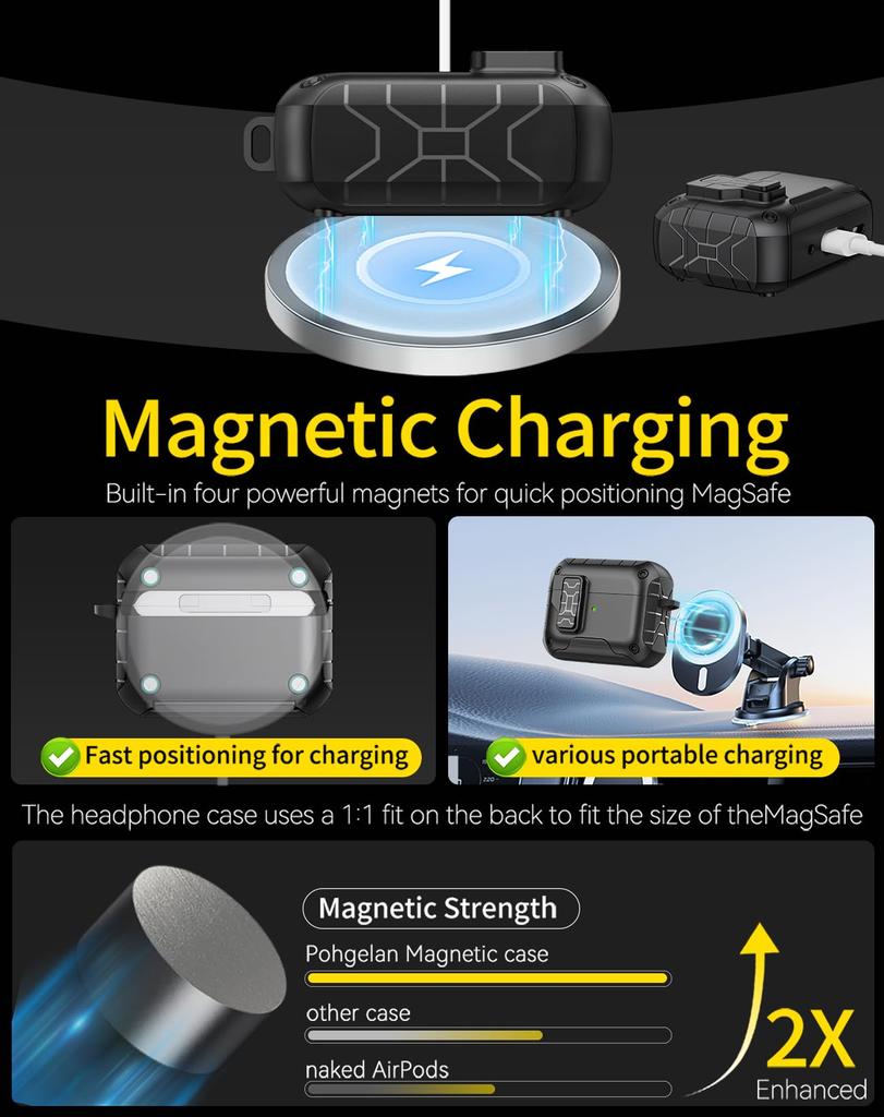 For AirPods Pro 3 Case (2025) with Phone Stand & Cleaning Kit Magnetic Automatic Lock Case Cover for AirPods Pro 3rd Generation