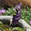 Witch Fishing Statue Decor UV Resistant Waterproof Halloween Resin Gothic Figure Garden Pond Edge Ornament