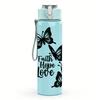 1PC Faith Hope Love Butterfly Art 750ml Color Plastic Sports Water Bottle Leakproof Flip Straw Lid Suitable for Sports Office Home Use