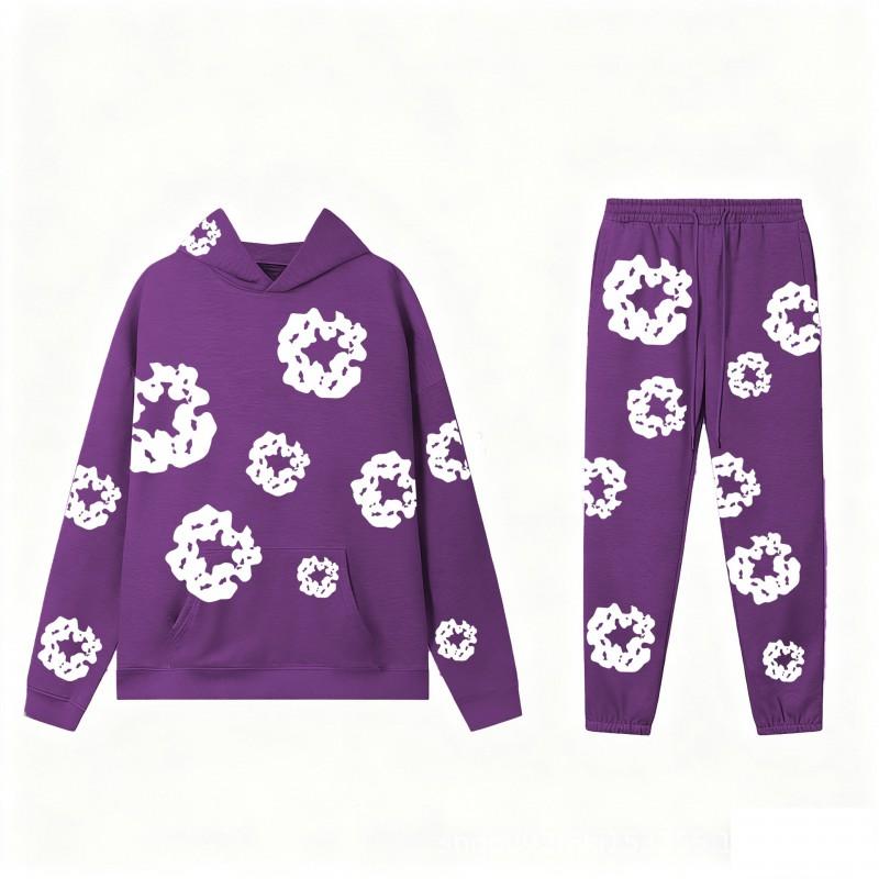 Set Felpa Streetwear Donna Stampa Kapok Vestibilità Larga Manica Lunga Outfit Casual