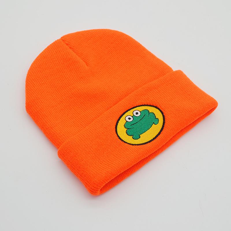 Women's Frog Embroidery Knit Beanie - European & American Hip-Hop Style