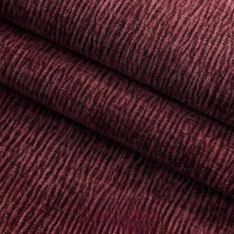 Thickened Plain Chenille Fabric Jacquard for Sewing Curtains Sofacovers Sewing Striped Pattern Textile Skin-friendly Textured