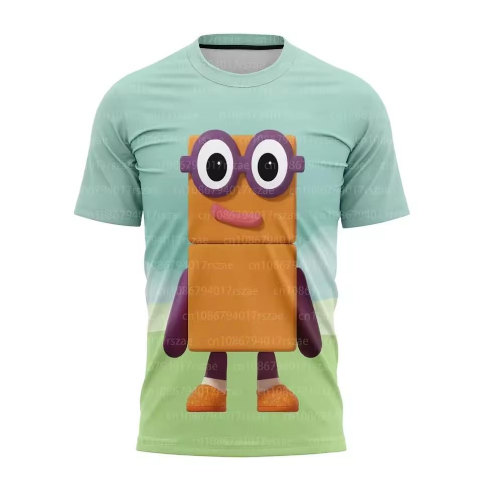 Cartoon Funny Number Block 3D Print T-shirt Summer Cute Couple Short Sleeve Tees Boys Girls Oversized Clothes