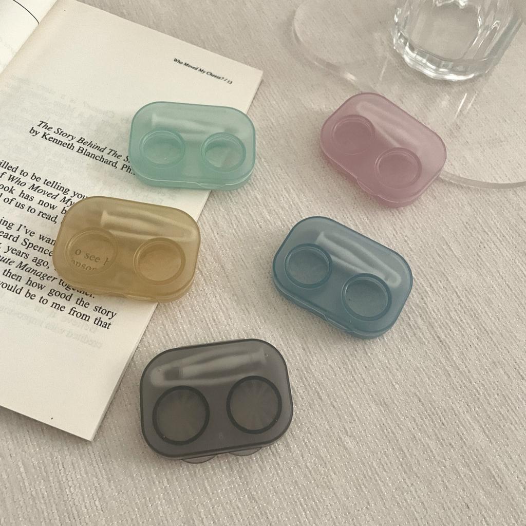 Portable Contact Lens Case Transparent Contact Lense Storage Box Travel Organizer Colorful One-Piece Companion Box Dual-Pair Box