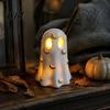 Warm LED Bedside Lamp Halloween Ghost Decoration, Cute Light Up Figurine, Spooky Resin Niche Home Decor Statue with for Shelf Mantel Indoor