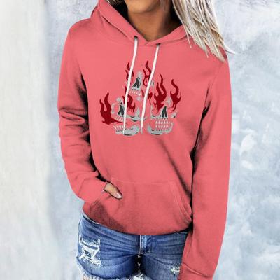 Spring and Autumn Female Fashion 3D Printed Sweatshirt Hoodie Long-sleeved Collar Casual Top