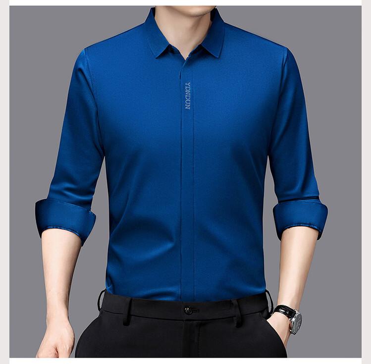 Men's Business Casual Long Sleeved Solid Color Shirt Wrinkle Resistant Wrinkle Free Comfortable All Season Versatile Top