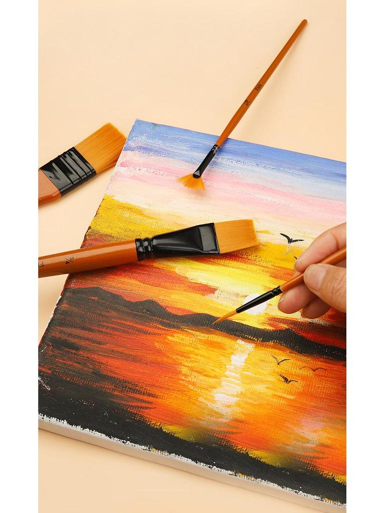 10-Piece Nylon Oil & Gouache Paintbrush Set for Art & Watercolor