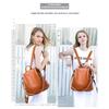 Street Trend Women's Luggage Leather Goods Solid Color Backpack Leather Sewing Line Women's Backpack