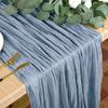 1pc Bohemian Polyester Table Runner - Beige & White Ruffled Design, Rectangular Fabric with Elegant Floral Accents for Weddings, Parties