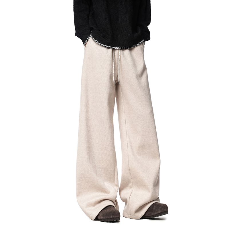 51 Hip-Hop Oversized Trendy Brand Solid Color Loose Fleece-Lined Casual Long Pants Men's American Style Lazy Versatile Straight-Leg Pants