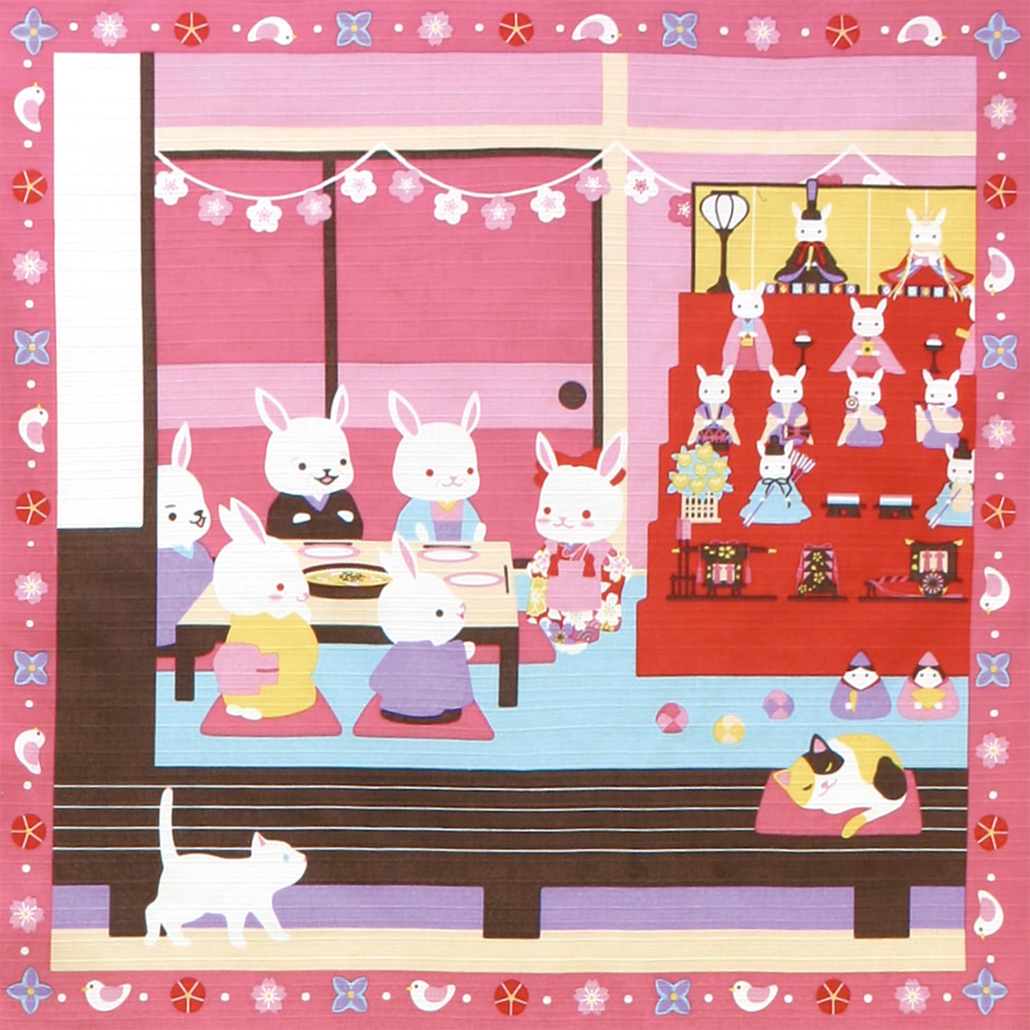 

Maeda Senko Shiki Saifu Small Furoshiki Hina Party Размер примерно 50 см x 50 см