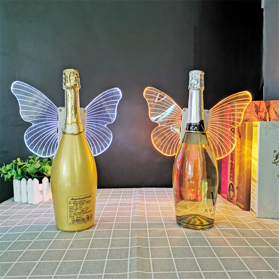 Rechargeable LED Strobe Baton Glowing Butterfly Wings LED Bottle Service Sparkler Champagne Flash Stick Wine Cap Bottle Topper