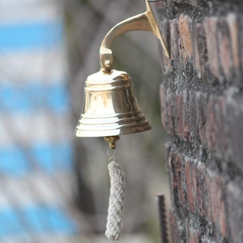 Antique Solid Brass Ship Bell Vintage Pub School Door Bell Wall Mounted Bracket Nautical Marine Time Gifts