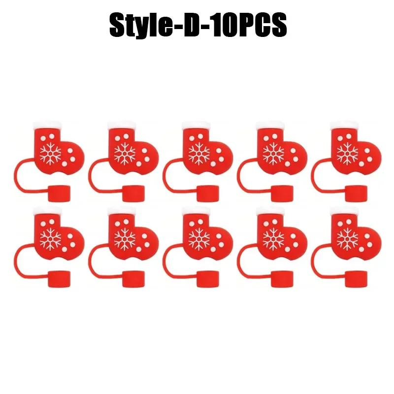 1-100PCSChristmasStraw DustCap 10mm Glass Straw Stopper Universal Water Bottle Reusable Cup Cover Accessories Holiday Party Gift