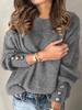 New Arrival Buttoned Women's Knit Sweater Loose Round Neck Casual Pullover