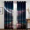 Green Aurora Curtains Night Stars Moon Curtains Living Room Bedroom Home Decor Curtains 2 Panels