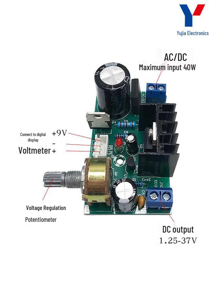 LM317 Adjustable Voltage Regulator Module 5-40V To 1.25-37V, Peak 1A DC Stabilized Power Supply Board.