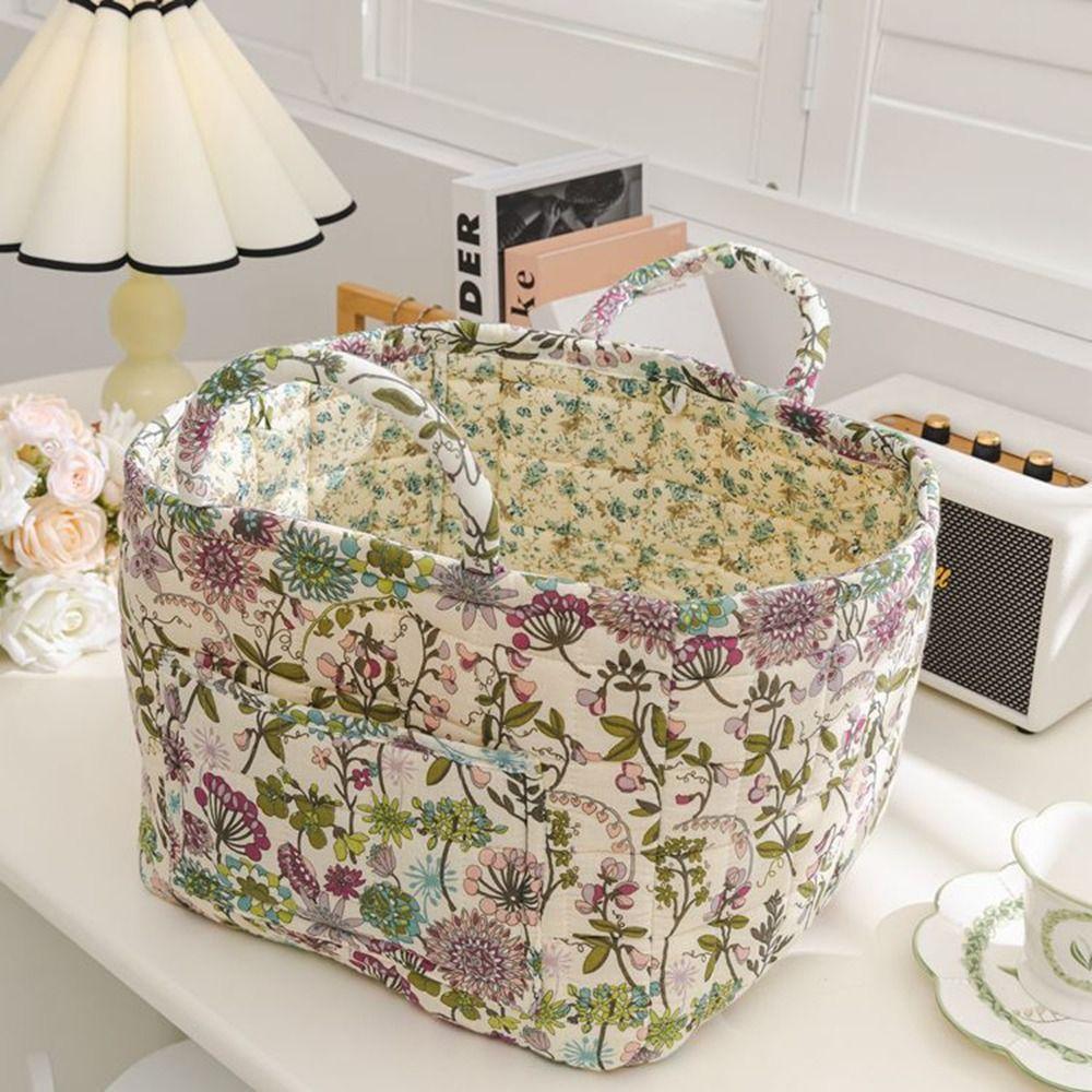 Pastoral Style Fabric Storage Basket Stackable Sundries Storage Organizer Picnic Basket  for Home
