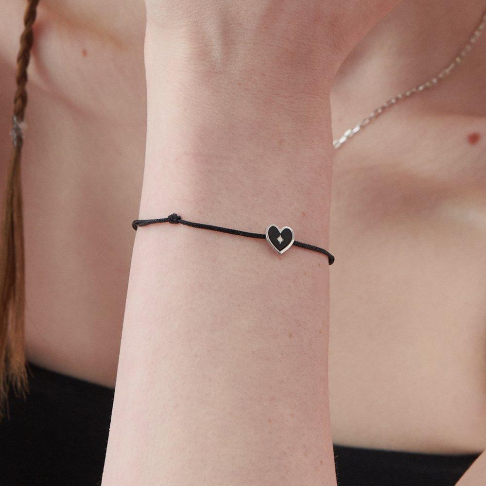 [By Iyer] Heart Spade Enamel String Bracelet Black Bh6B36641Wb210
