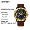 SANDA 3D Multifunction Sports Watch – 3 Time Zones, Waterproof, Student Wristwatch